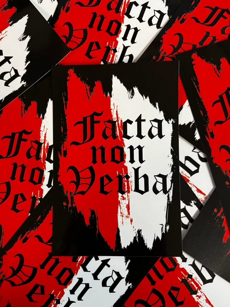 FACTA NON VERBA - rood 20st. (stickers)