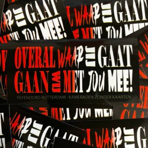 ”OVERAL WAAR JIJ GAAT” rood - wit MIX- 20st. (stickers)